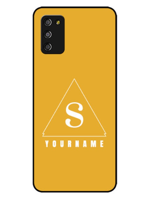 Custom Galaxy F02s Personalized Glass Phone Case - simple triangle Design