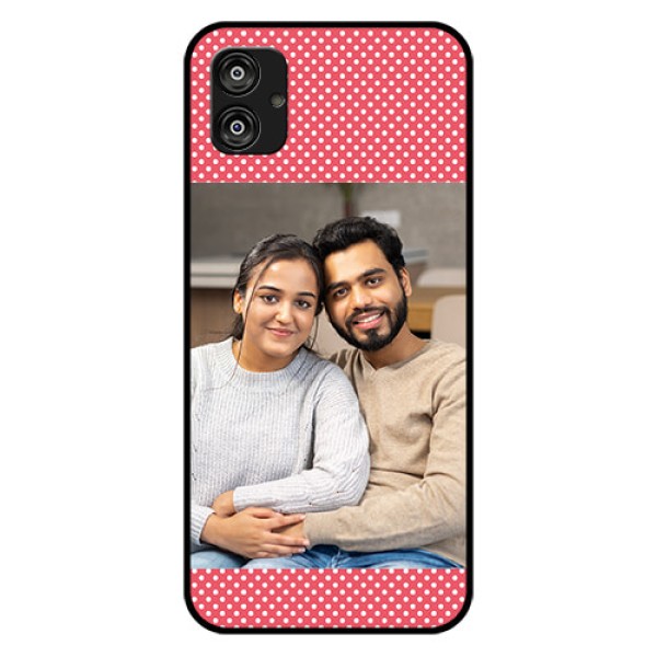 Samsung Galaxy F04 Custom Glass Phone Case - White Dotted Design