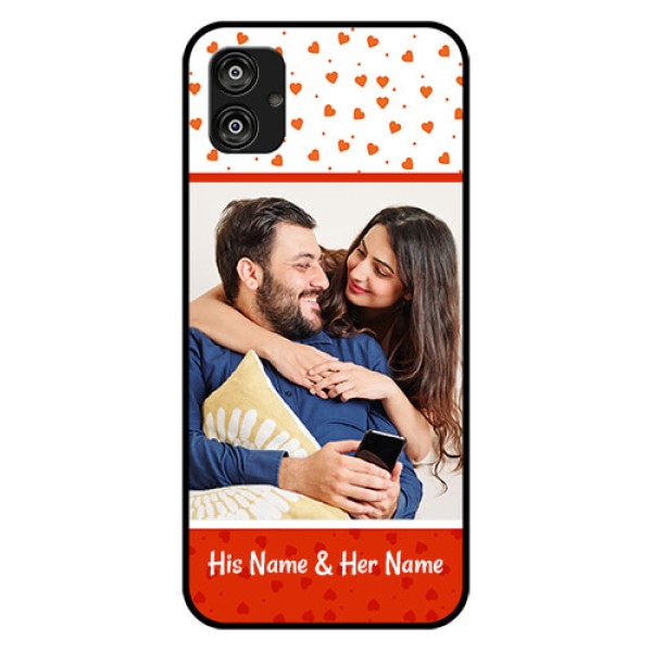 Samsung Galaxy F04 Custom Glass Phone Case - Orange Love Symbol Design Samsung Galaxy F04 Custom Glass Phone Case - Orange Love Symbol Design