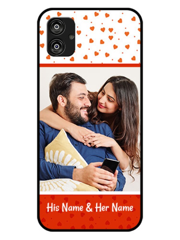 Custom Samsung Galaxy F04 Custom Glass Phone Case - Orange Love Symbol Design