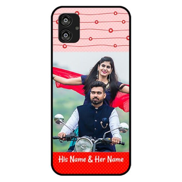 Samsung Galaxy F04 Personalized Glass Phone Case - Red Pattern Case Design