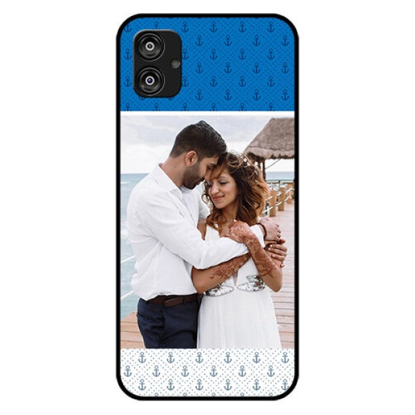 Samsung Galaxy F04 Photo Printing on Glass Case - Blue Anchors Design Samsung Galaxy F04 Photo Printing on Glass Case - Blue Anchors Design