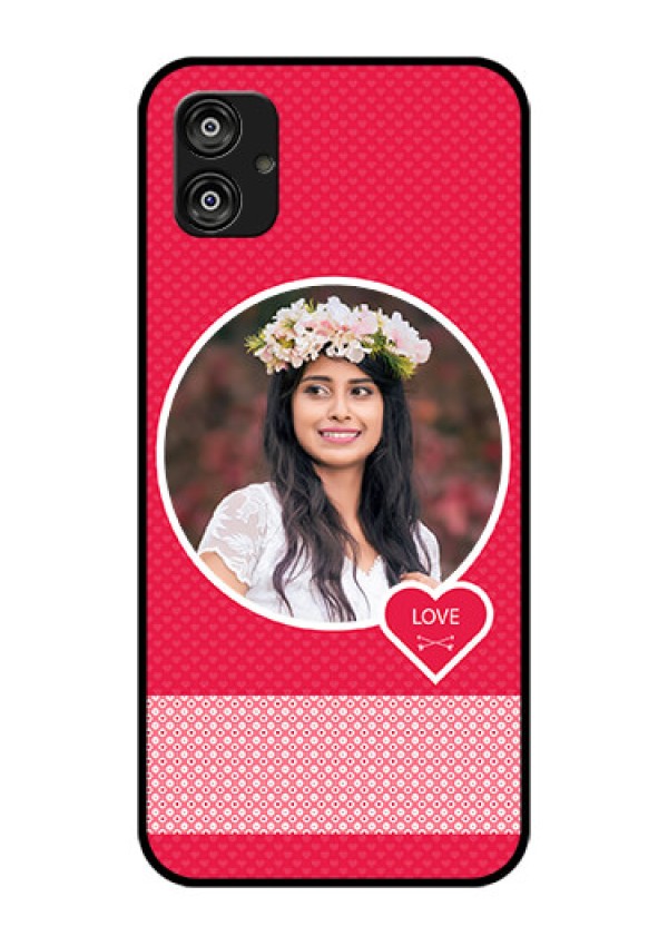 Samsung Galaxy F04 Personalised Glass Phone Case - Pink Pattern Design