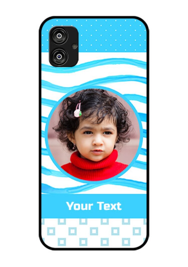 Samsung Galaxy F04 Custom Glass Phone Case - Simple Blue Case Design