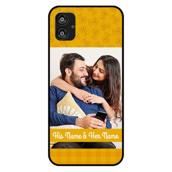 Samsung Galaxy F04 Custom Glass Mobile Case - Yellow Floral Design