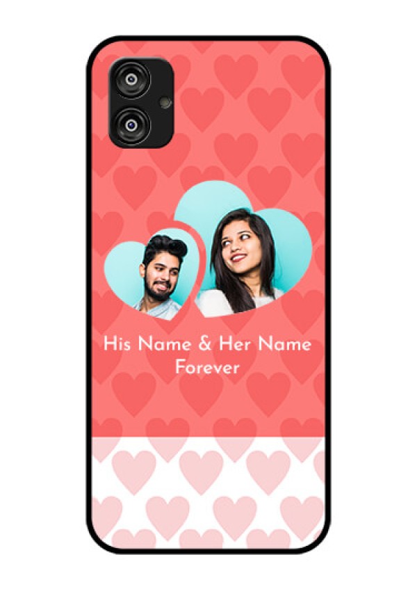 Samsung Galaxy F04 Personalized Glass Phone Case - Couple Pic Upload Design
