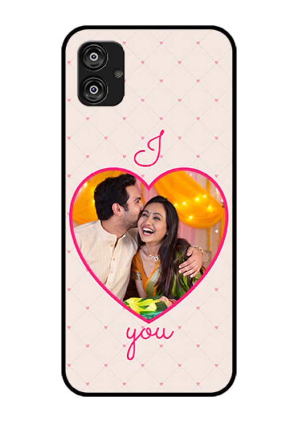 Samsung Galaxy F04 Custom Glass Mobile Case - Heart Shape Design