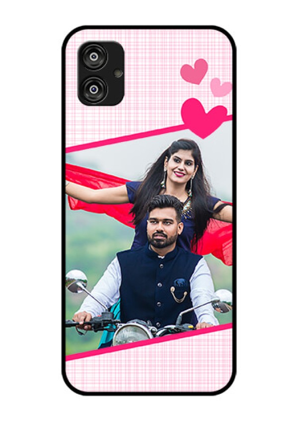 Samsung Galaxy F04 Custom Glass Phone Case - Love Shape Heart Design