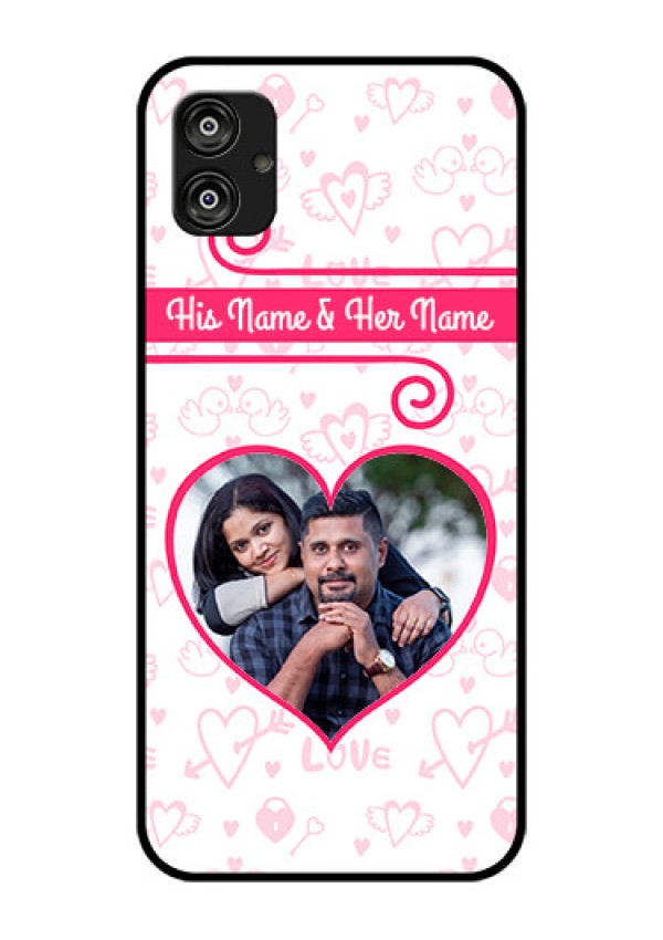 Samsung Galaxy F04 Personalized Glass Phone Case - Heart Shape Love Design