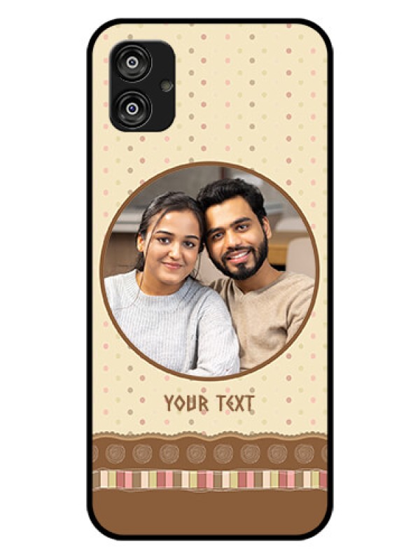 Custom Samsung Galaxy F04 Custom Glass Mobile Case - Brown Dotted Mobile Case Design
