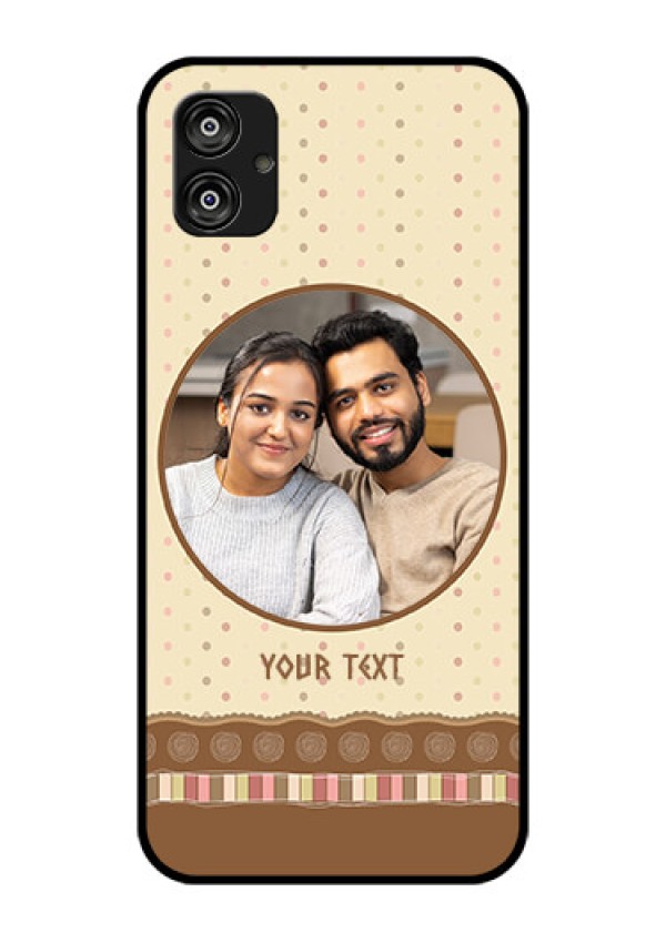 Samsung Galaxy F04 Custom Glass Mobile Case - Brown Dotted Mobile Case Design