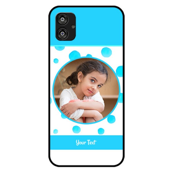 Samsung Galaxy F04 Photo Printing on Glass Case - Blue Bubbles Pattern Design Samsung Galaxy F04 Photo Printing on Glass Case - Blue Bubbles Pattern Design