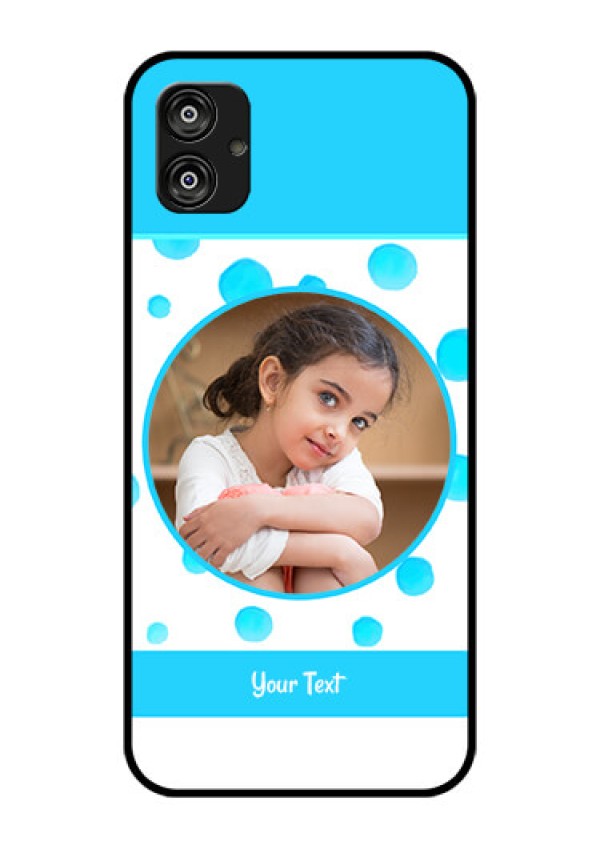 Samsung Galaxy F04 Photo Printing on Glass Case - Blue Bubbles Pattern Design