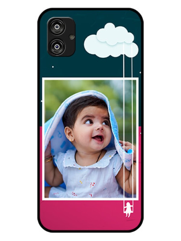 Custom Samsung Galaxy F04 Custom Glass Phone Case - Cute Girl with Cloud Design
