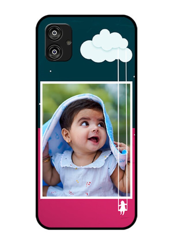 Samsung Galaxy F04 Custom Glass Phone Case - Cute Girl with Cloud Design