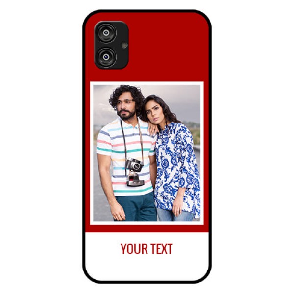 Samsung Galaxy F04 Personalized Glass Phone Case - Simple Red Color Design