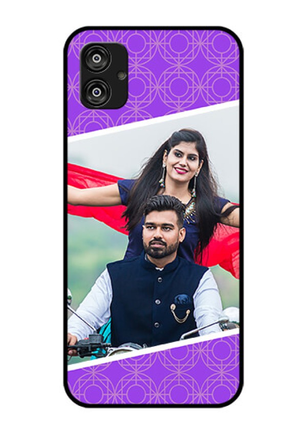 Samsung Galaxy F04 Custom Glass Phone Case - Violet Pattern Design