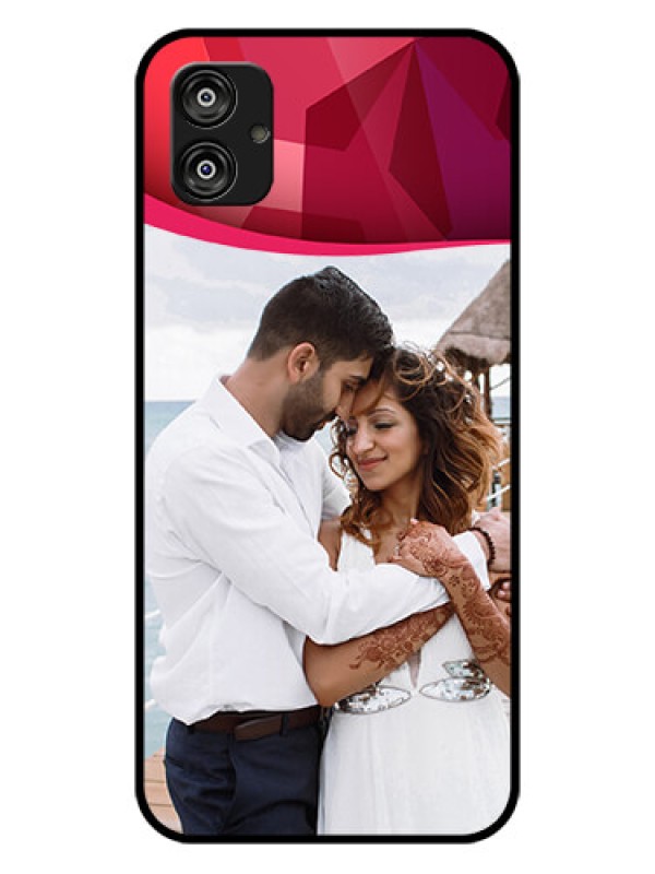 Custom Samsung Galaxy F04 Custom Glass Mobile Case - Red Abstract Design