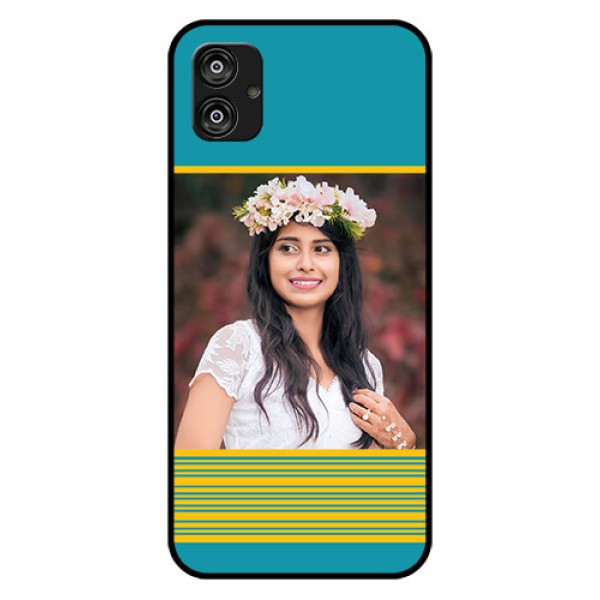Samsung Galaxy F04 Custom Glass Phone Case - Yellow & Blue Design Samsung Galaxy F04 Custom Glass Phone Case - Yellow & Blue Design