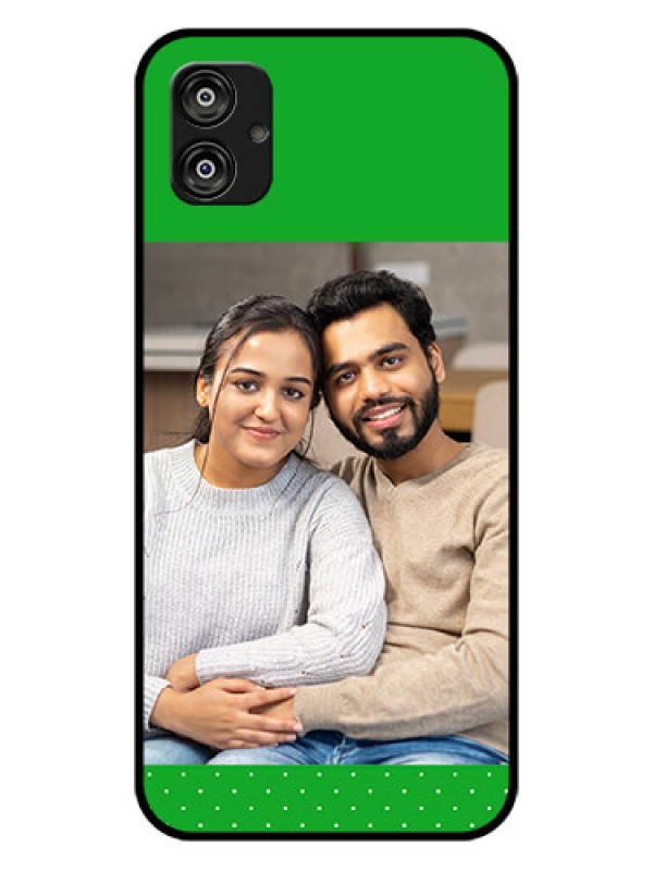 Custom Samsung Galaxy F04 Personalized Glass Phone Case - Green Pattern Design