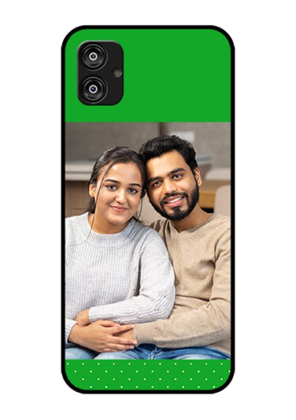 Samsung Galaxy F04 Personalized Glass Phone Case - Green Pattern Design