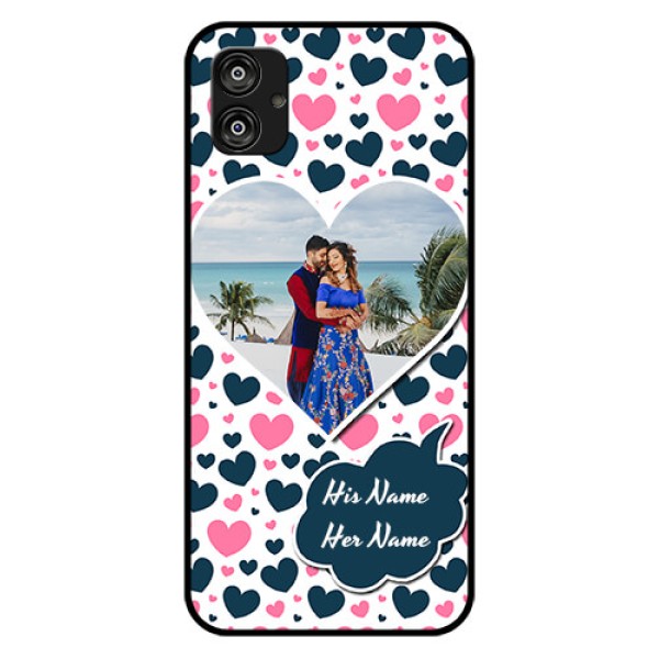 Samsung Galaxy F04 Custom Glass Phone Case - Pink & Blue Heart Design
