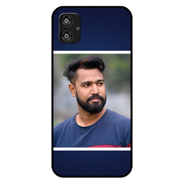 Samsung Galaxy F04 Personalized Glass Phone Case - Simple Royal Blue Design Samsung Galaxy F04 Personalized Glass Phone Case - Simple Royal Blue Design
