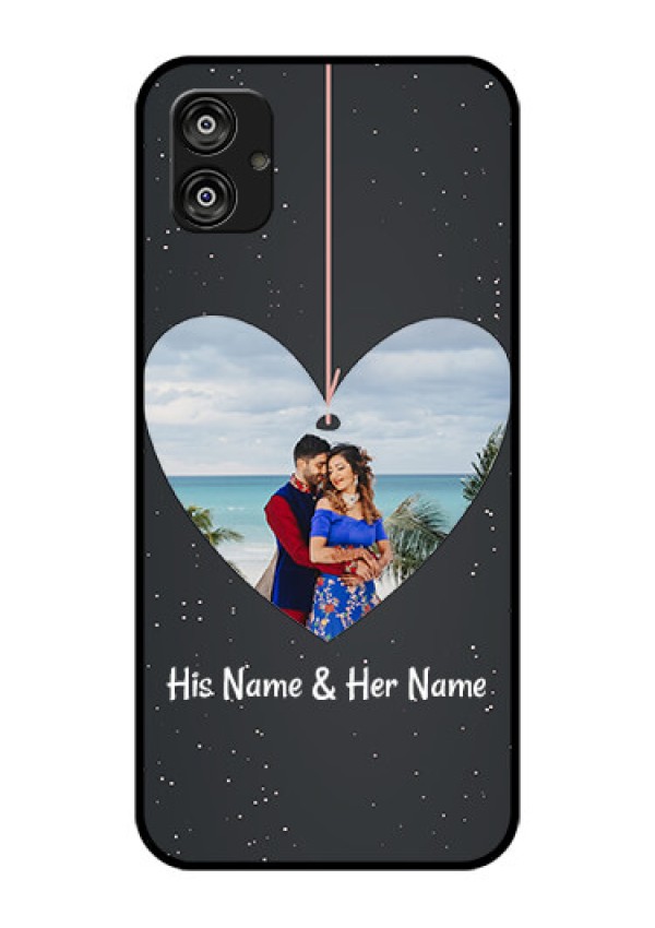 Samsung Galaxy F04 Custom Glass Phone Case - Hanging Heart Design