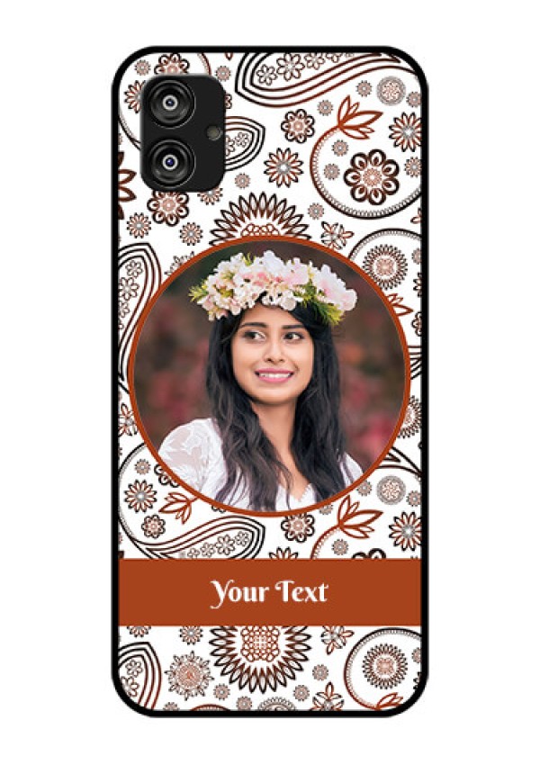 Samsung Galaxy F04 Custom Glass Mobile Case - Abstract Flower Design