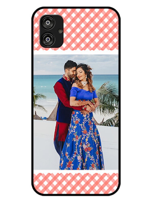 Custom Samsung Galaxy F04 Personalized Glass Phone Case - Pink Pattern Design