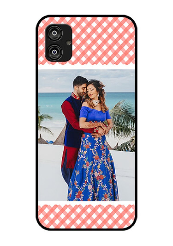 Samsung Galaxy F04 Personalized Glass Phone Case - Pink Pattern Design