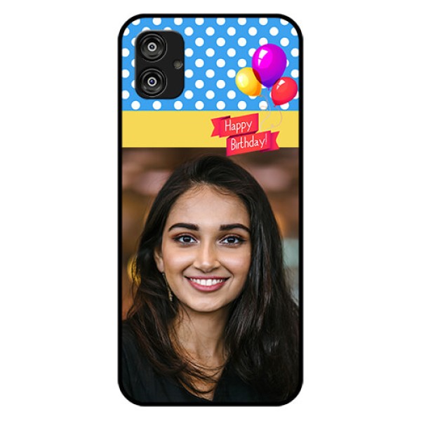 Samsung Galaxy F04 Custom Glass Mobile Case - Happy Birthday Design Samsung Galaxy F04 Custom Glass Mobile Case - Happy Birthday Design