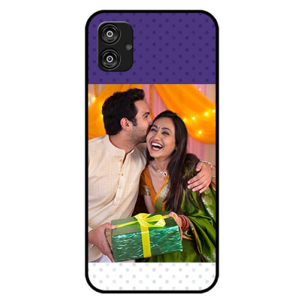 Samsung Galaxy F04 Personalized Glass Phone Case - Violet Pattern Design Samsung Galaxy F04 Personalized Glass Phone Case - Violet Pattern Design