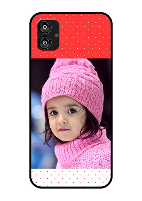 Samsung Galaxy F04 Photo Printing on Glass Case - Red Pattern Design