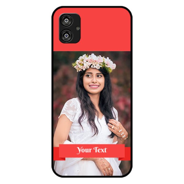 Samsung Galaxy F04 Custom Glass Phone Case - Simple Red Color Design Samsung Galaxy F04 Custom Glass Phone Case - Simple Red Color Design