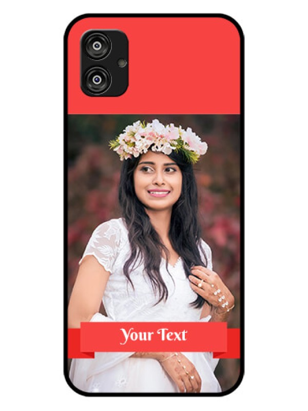 Custom Samsung Galaxy F04 Custom Glass Phone Case - Simple Red Color Design