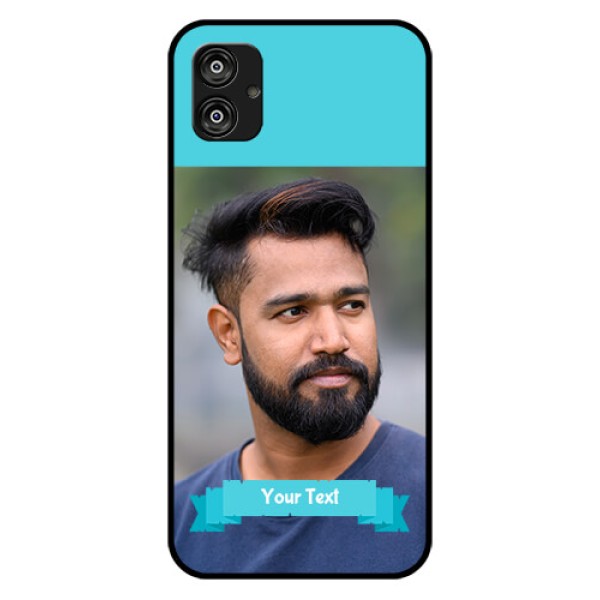 Samsung Galaxy F04 Personalized Glass Phone Case - Simple Blue Color Design Samsung Galaxy F04 Personalized Glass Phone Case - Simple Blue Color Design