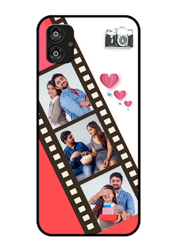 Samsung Galaxy F04 Personalized Glass Phone Case - 3 Image Holder with Film Reel