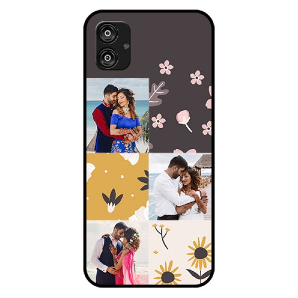 Samsung Galaxy F04 Photo Printing on Glass Case - 3 Images with Floral Design Samsung Galaxy F04 Photo Printing on Glass Case - 3 Images with Floral Design