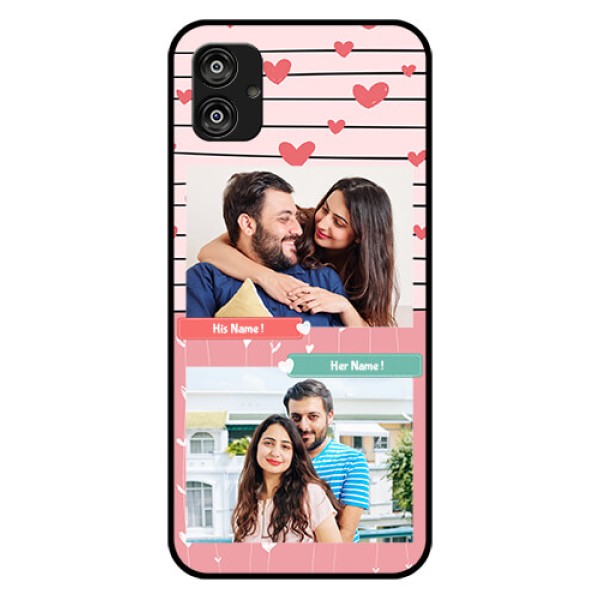 Samsung Galaxy F04 Custom Glass Mobile Case - Photo with Heart Design Samsung Galaxy F04 Custom Glass Mobile Case - Photo with Heart Design