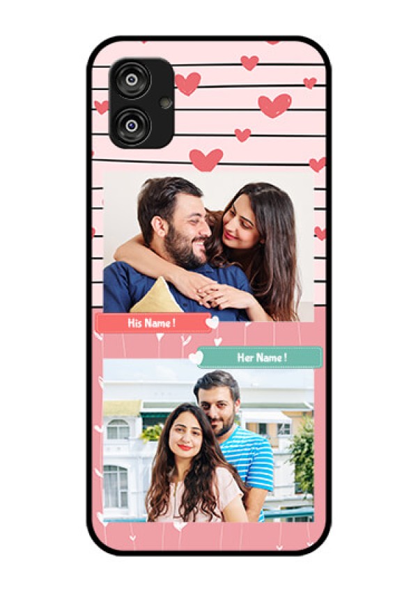 Samsung Galaxy F04 Custom Glass Mobile Case - Photo with Heart Design