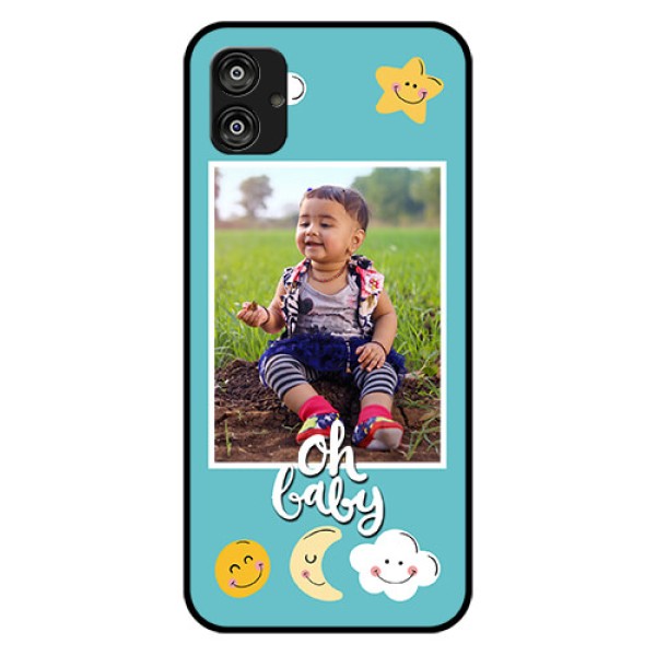Samsung Galaxy F04 Personalized Glass Phone Case - Smiley Kids Stars Design Samsung Galaxy F04 Personalized Glass Phone Case - Smiley Kids Stars Design