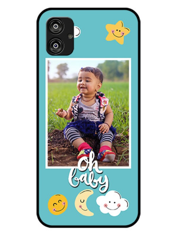 Custom Samsung Galaxy F04 Personalized Glass Phone Case - Smiley Kids Stars Design