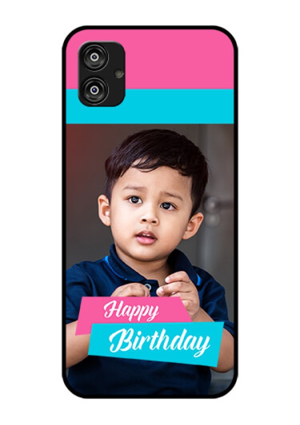 Samsung Galaxy F04 Personalized Glass Phone Case - Image Holder with 2 Color Design
