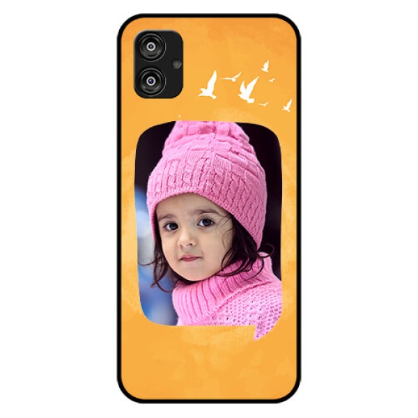 Samsung Galaxy F04 Personalized Glass Phone Case - Water Color Design with Bird Icons Samsung Galaxy F04 Personalized Glass Phone Case - Water Color Design with Bird Icons