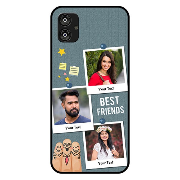 Samsung Galaxy F04 Personalized Glass Phone Case - Sticky Frames and Friendship Design Samsung Galaxy F04 Personalized Glass Phone Case - Sticky Frames and Friendship Design