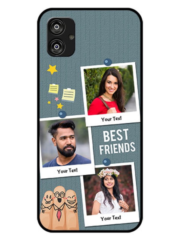 Custom Samsung Galaxy F04 Personalized Glass Phone Case - Sticky Frames and Friendship Design
