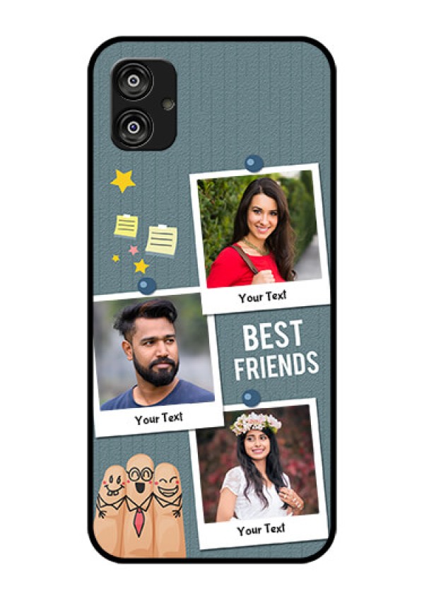 Samsung Galaxy F04 Personalized Glass Phone Case - Sticky Frames and Friendship Design