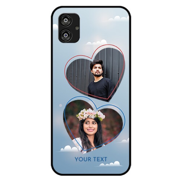 Samsung Galaxy F04 Custom Glass Mobile Case - Blue Color Couple Design Samsung Galaxy F04 Custom Glass Mobile Case - Blue Color Couple Design