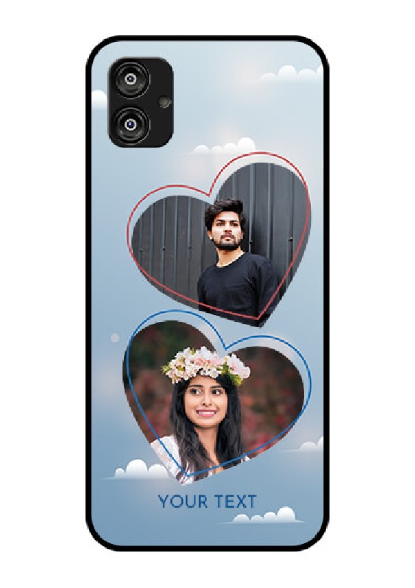 Samsung Galaxy F04 Custom Glass Mobile Case - Blue Color Couple Design